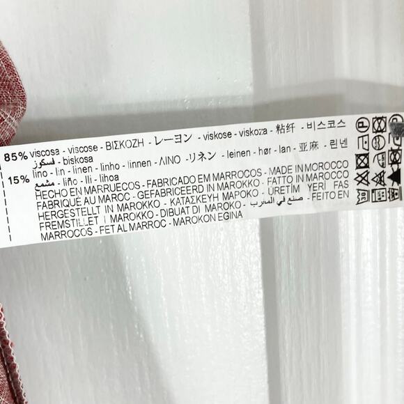 NWOT ZARA Skirt M Wrap Ruffle Midi Floral Linen Blend Button Waist Burgundy - Picture 11 of 13